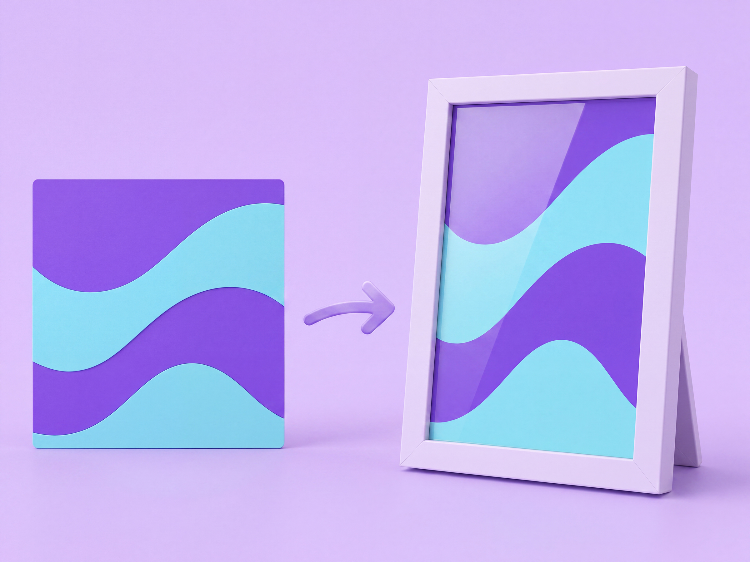 Artwork transformed to fit a framed perspective mockup with Mockup Warp.